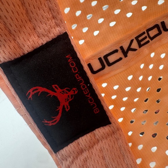 Bucked Up Hat Peach Gold Deer Logo Perforated Snapback Baseball Cap NWT - Picture 7 of 8